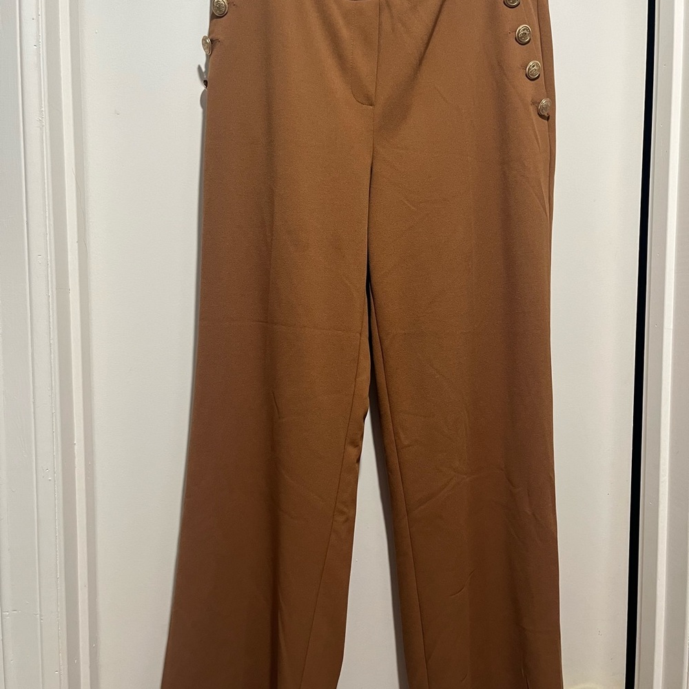 Brown High-Waisted Wide-Leg Trousers